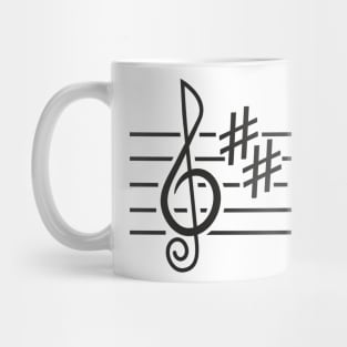 Notes music. Treble clef (black print) Mug